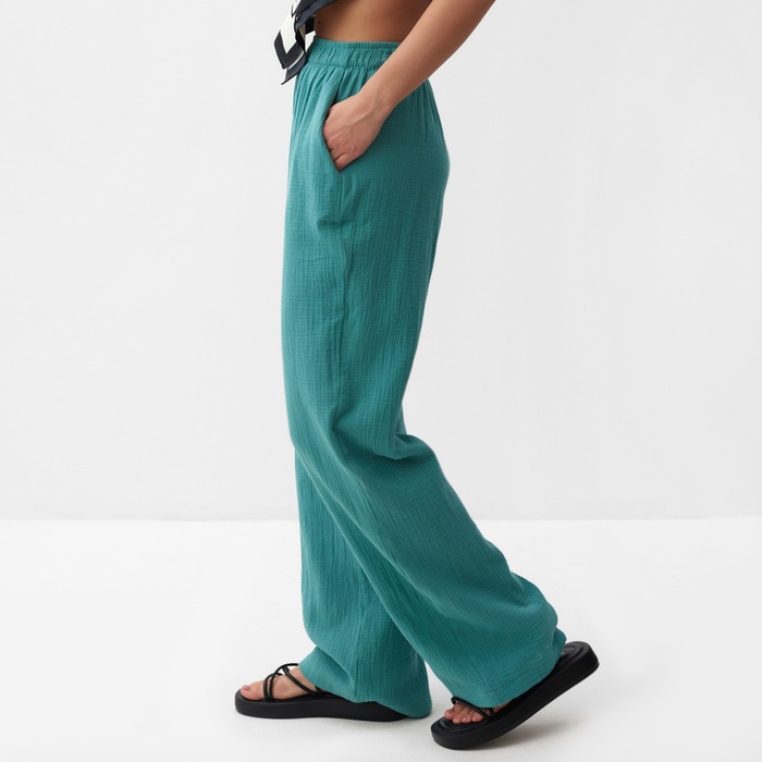 Брюки женские, свободного кроя MIST Muslin размер XS, цв. бирюзовый