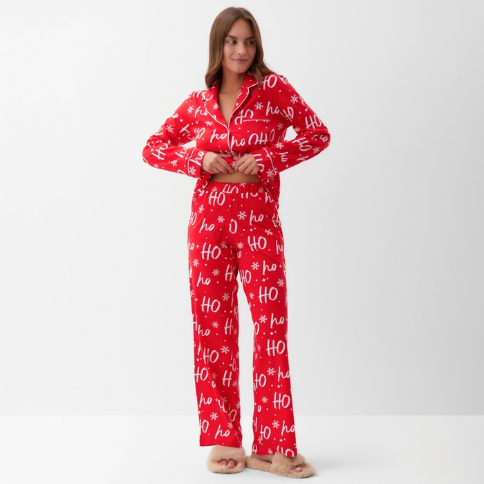 Пижама новогодняя женская (рубашка и брюки) KAFTAN ХоХо, размер 52-54