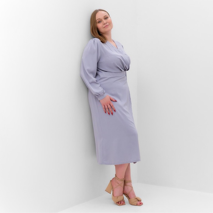 Платье женское MIST, plus-size, р.54, серо-голубой