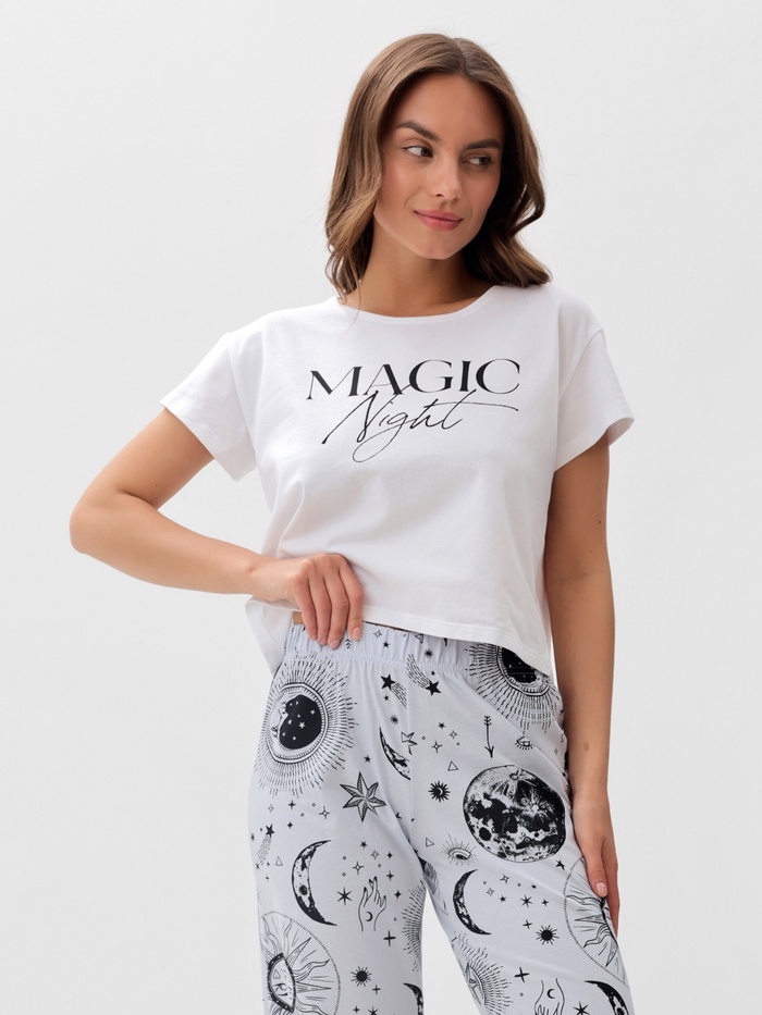 Пижама женская (футболка и брюки) KAFTAN Magic night р. 52-54, белый