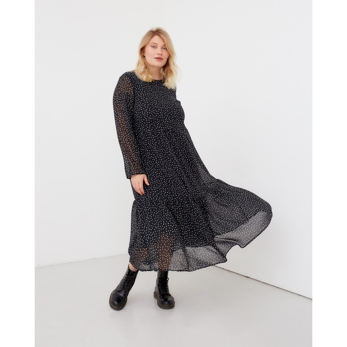 Платье женское миди MIST plus-size, р.52, черный