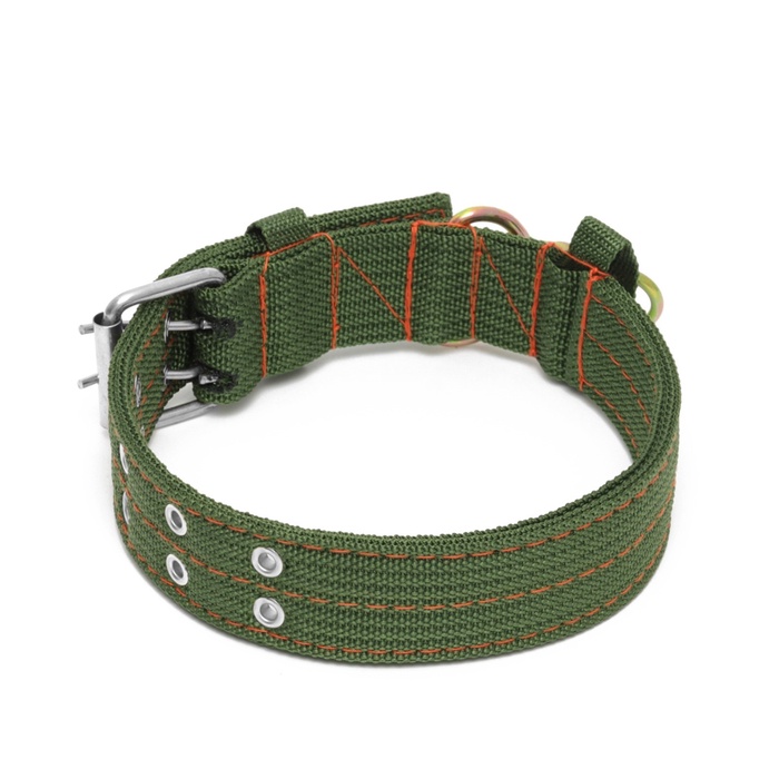 Ошейник четырехслойный с вертлюгом, 65×4 см, ОШ 54-60 см, полиэстер, зелёный