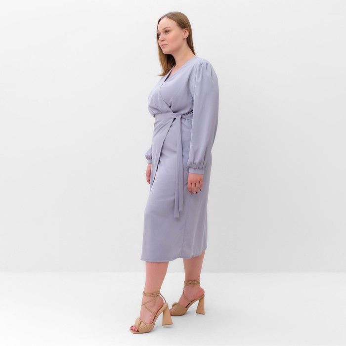 Платье женское MIST, plus-size, р.54, серо-голубой