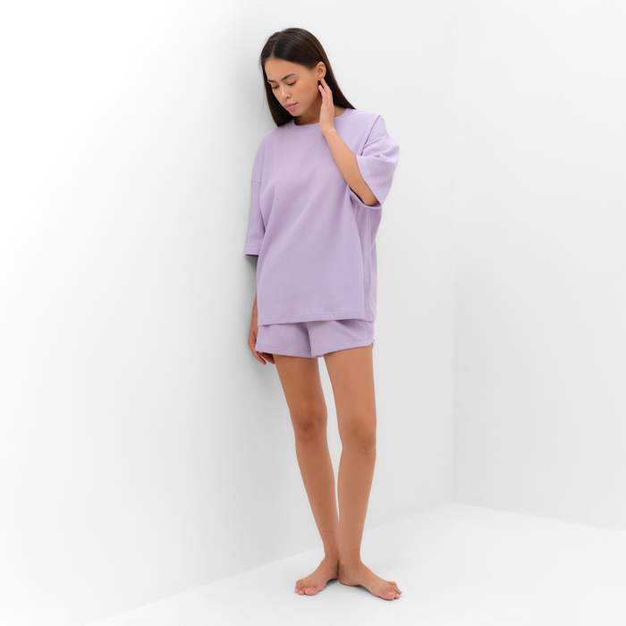Комплект женский (футболка, шорты) KAFTAN Basic line, р. 48,сиреневый