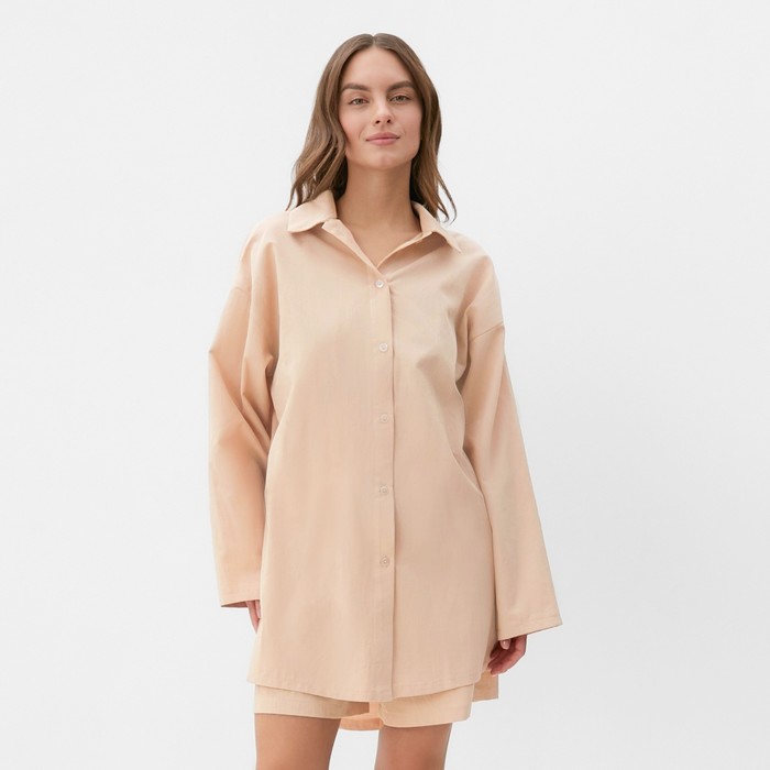 Комплект женский (рубашка, шорты) KAFTAN размер 52-54, бежевый