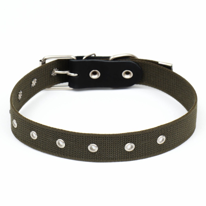 Ошейник брезентовый безразмерный однослойный, 72×3.5 см, ОШ 45-60 см, хаки