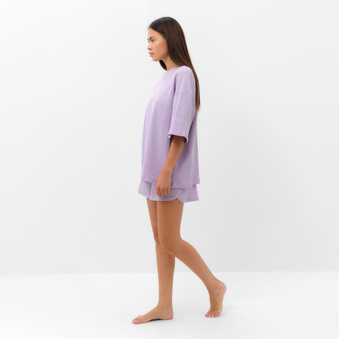 Комплект женский (футболка, шорты) KAFTAN Basic line, р. 44, сиреневый