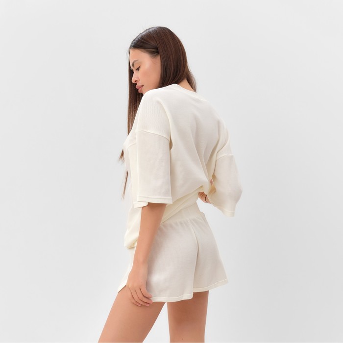 Комплект женский (футболка, шорты) KAFTAN Basic line, р. 44, молочный