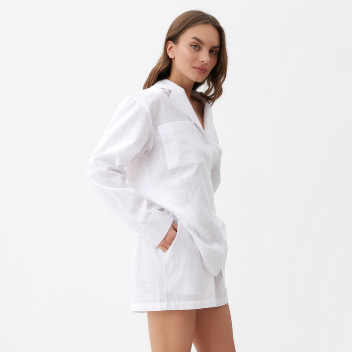 Пижама женская (рубашка и шорты) KAFTAN Linen, р.48-50, белый