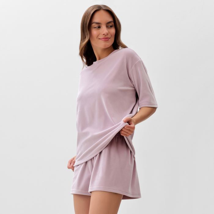 Костюм женский (футболка и шорты) KAFTAN Plushy р. 48-50, лиловый
