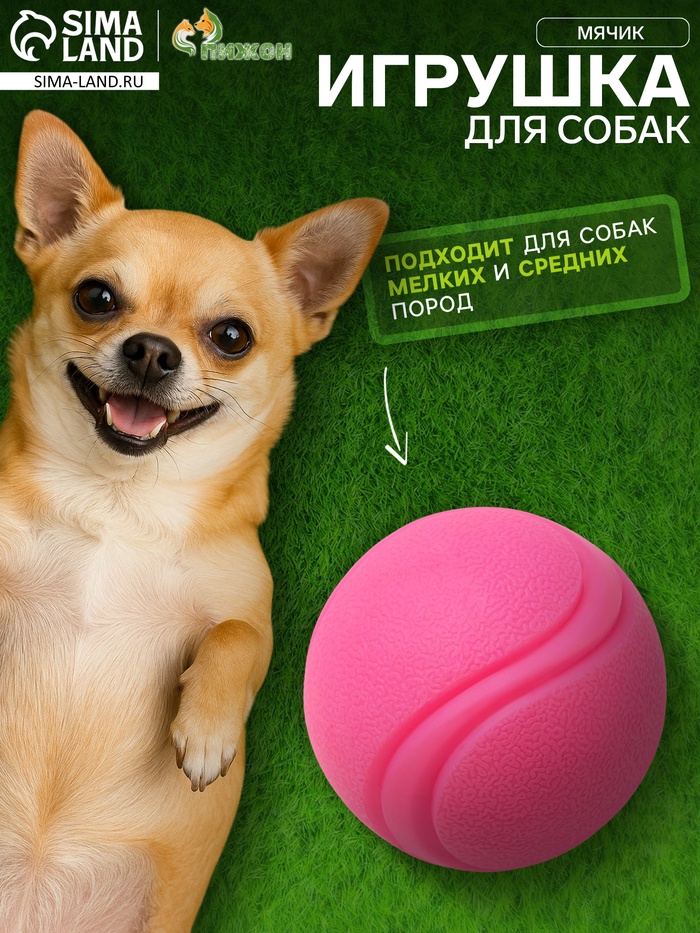 Мячик цельнолитой прыгучий, TPR, 6 см, розовый