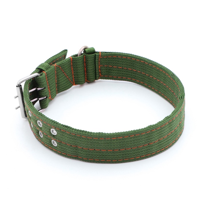 Ошейник четырехслойный с вертлюгом, 80×4.9 см, ОШ 64-74 см, полиэстер, зелёный
