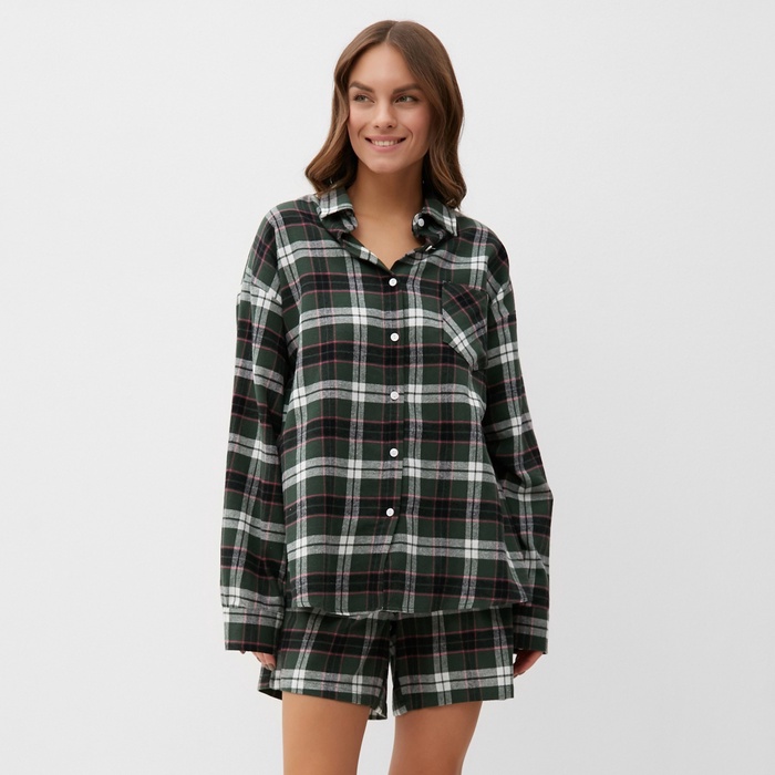 Пижама женская (рубашка и шорты) KAFTAN размер 44-46, зелёный