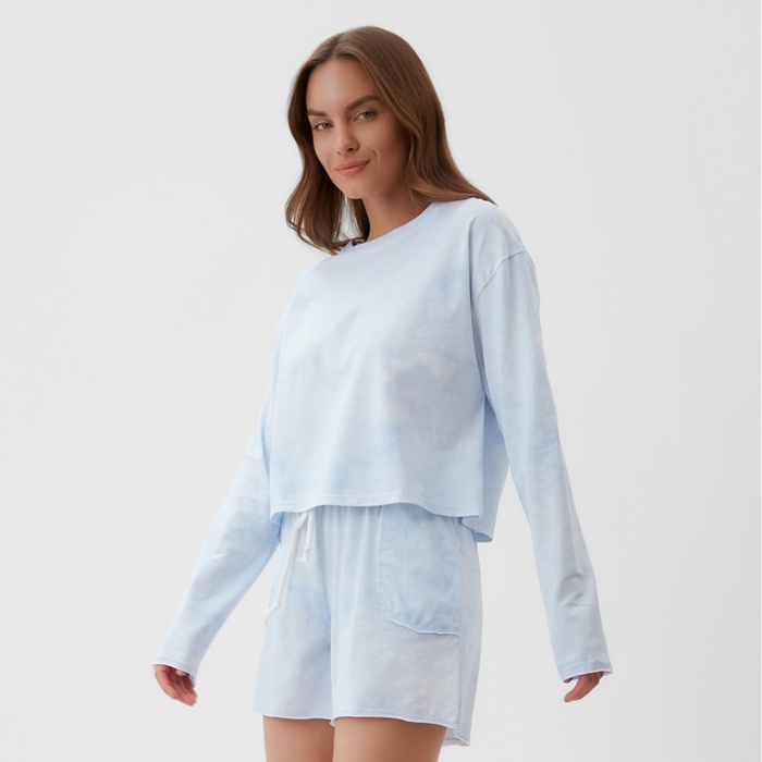 Костюм женский (лонгслив и шорты) KAFTAN р. 52-54, голубой