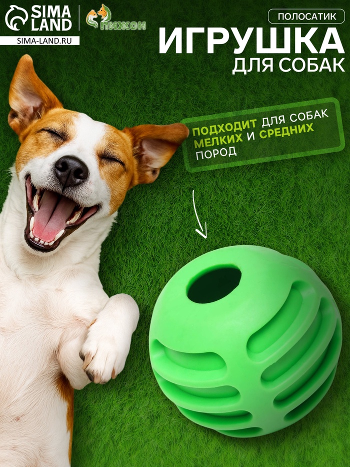 Мяч рифленый «Полосатик», TPR, 6 см, зелёный