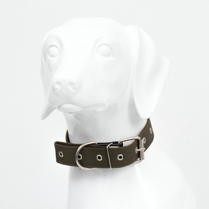 Ошейник брезентовый безразмерный однослойный, 72×3.5 см, ОШ 45-60 см, хаки