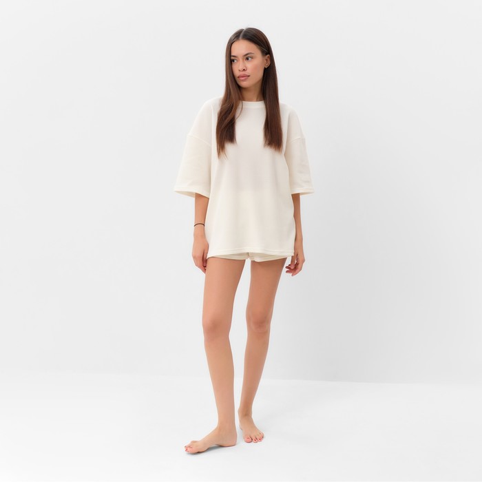 Комплект женский (футболка, шорты) KAFTAN Basic line, р. 44, молочный