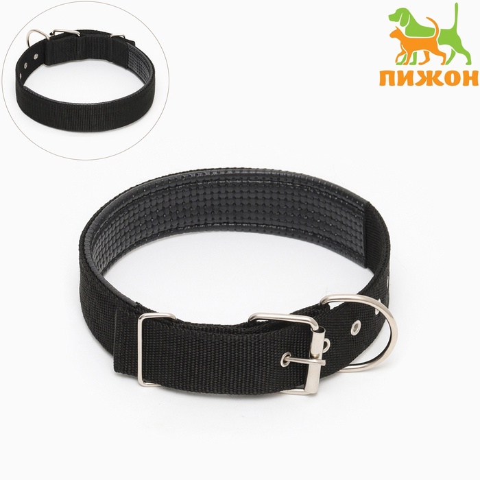 Ошейник «Комфорт» комбинированный, 70×4 см, ОШ 51-61 см, чёрный