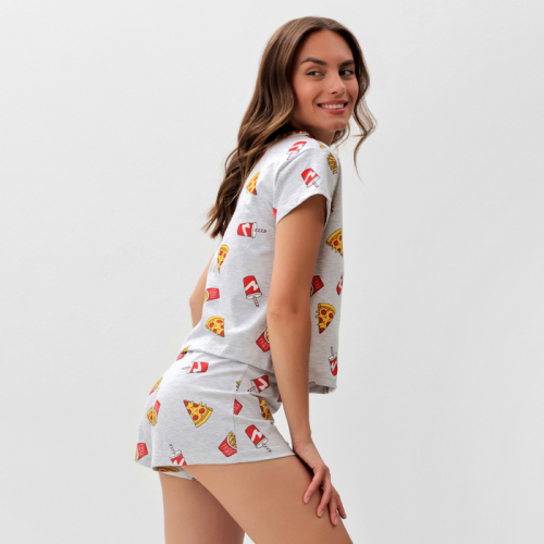 Пижама женская (футболка и шорты) KAFTAN Pizza р. 48-50, серый