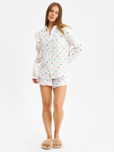 Комплект домашний женский (рубашка, шорты) KAFTAN размер 52-54, белый
