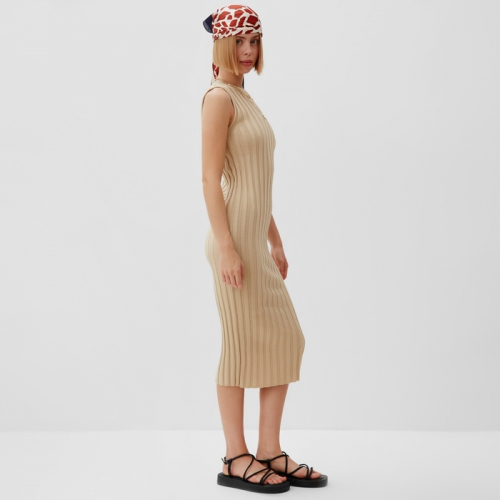 Платье женское вязаное MINAKU: Knitwear collection цвет бежевый р-р 46