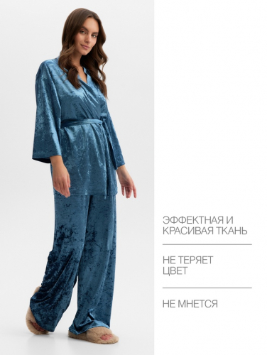 Костюм женский (жакет и брюки) KAFTAN Velvet, размер 48-50, синий