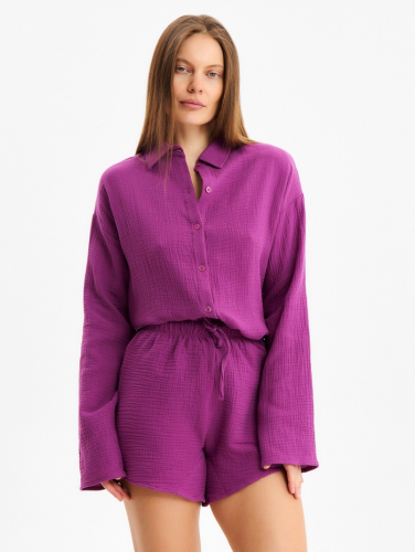 Комплект домашний женский (рубашка, шорты) KAFTAN Basic размер 52-54, сиреневый