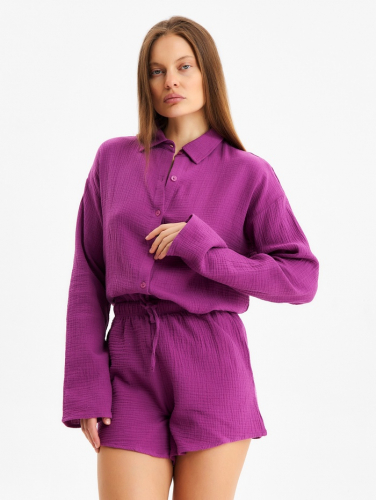 Комплект домашний женский (рубашка, шорты) KAFTAN Basic размер 52-54, сиреневый