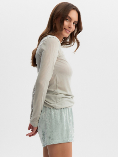 Комплект женский домашний (лонгслив и шорты) KAFTAN «Бархат», размер 48-50, мята
