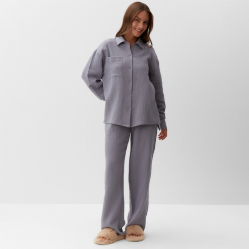 Комплект домашний женский (рубашка, брюки) KAFTAN Basic размер 40-42, серый