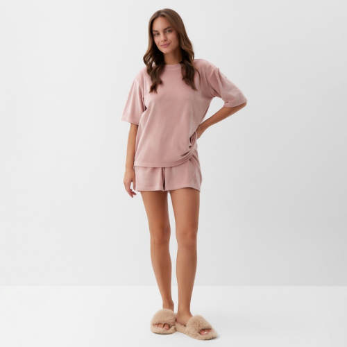 Костюм женский (футболка и шорты) KAFTAN Plushy р. 48-50, розовый