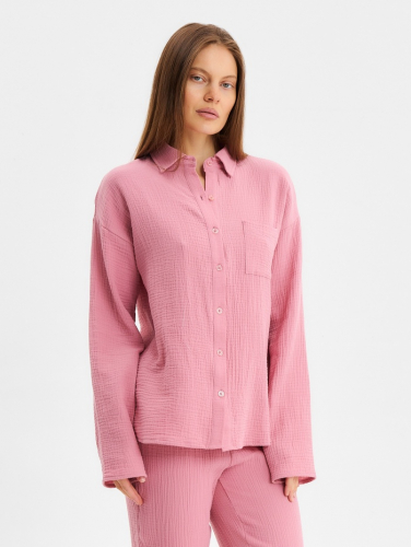 Пижама женская (рубашка и брюки) KAFTAN Basic размер 40-42, пудрово-розовая