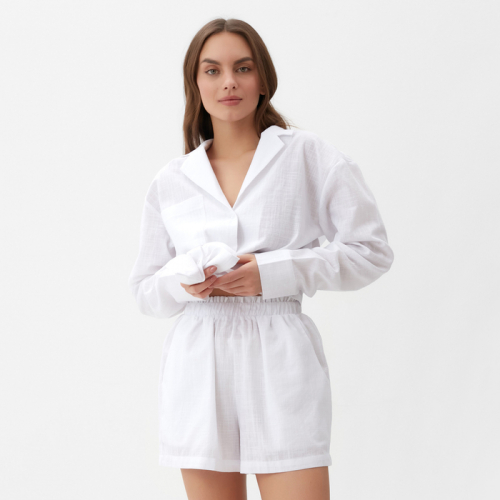 Пижама женская (рубашка и шорты) KAFTAN Linen, р.48-50, белый