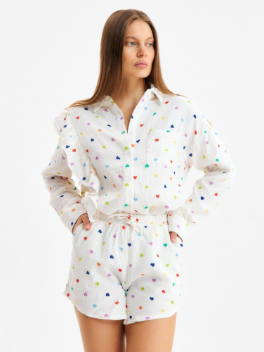 Комплект домашний женский (рубашка, шорты) KAFTAN размер 52-54, белый
