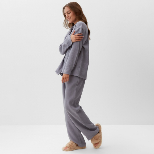 Комплект домашний женский (рубашка, брюки) KAFTAN Basic размер 48-50, серый