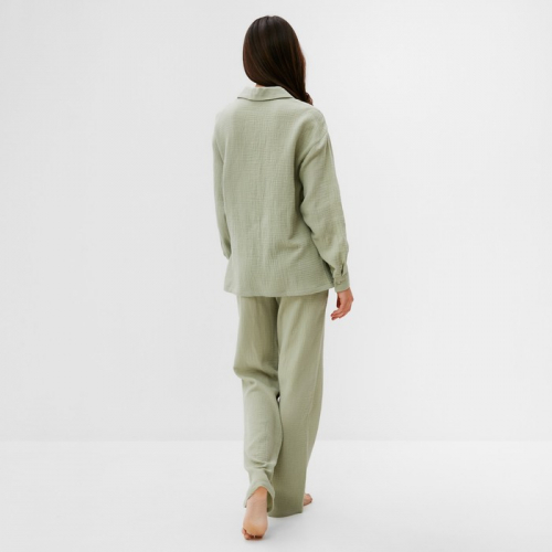 Комплект домашний женский (рубашка, брюки) KAFTAN Basic размер 40-42, зелёный
