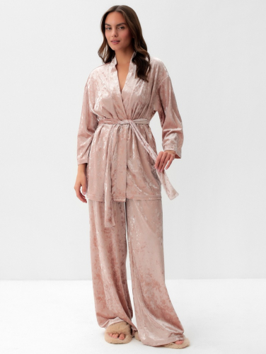 Костюм женский (жакет и брюки) KAFTAN «Бархат», размер 52-54, розовый