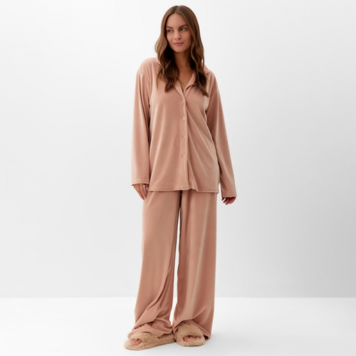 Костюм женский (рубашка и брюки) KAFTAN Plushy р. 44-46, бежевый