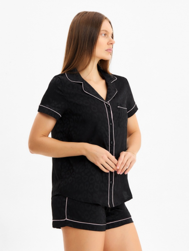Пижама женская (рубашка и шорты) KAFTAN Leo black collection, размер 40-42, чёрная