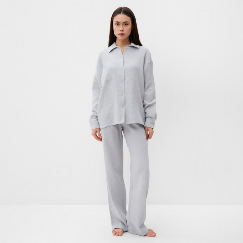Комплект домашний женский (рубашка, брюки) KAFTAN Basic размер 48-50, серо-голубой