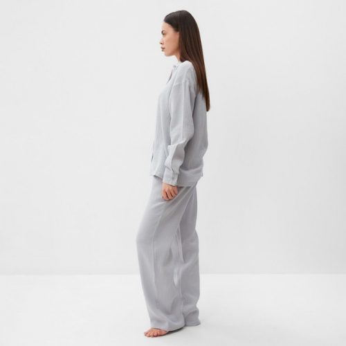 Комплект домашний женский (рубашка, брюки) KAFTAN Basic размер 40-42, серо-голубой
