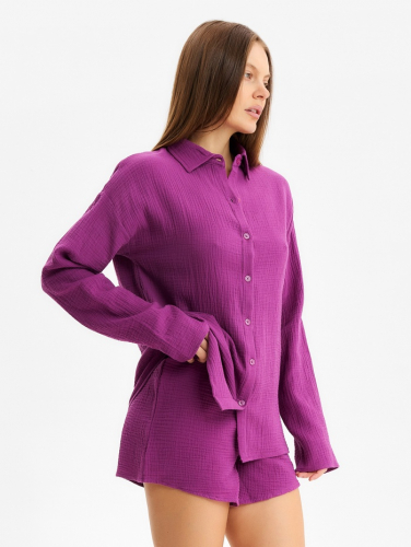Комплект домашний женский (рубашка, шорты) KAFTAN Basic размер 52-54, сиреневый