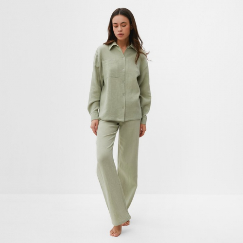 Комплект домашний женский (рубашка, брюки) KAFTAN Basic размер 40-42, зелёный