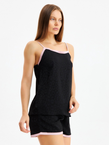 Пижама женская (топ, шорты) KAFTAN Leo black collection, размер 40-42, чёрная