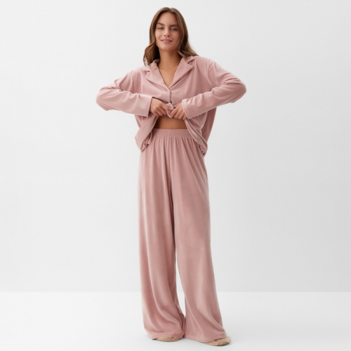 Костюм женский (рубашка и брюки) KAFTAN Plushy р. 52-54, розовый