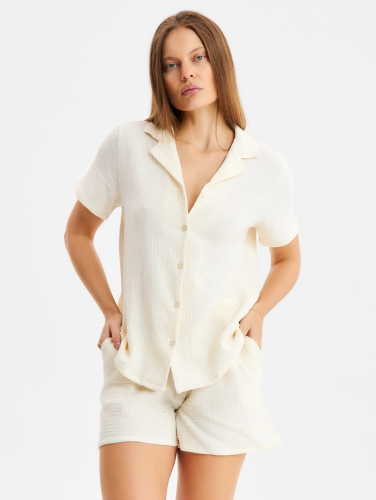 Комплект домашний женский (рубашка, шорты) KAFTAN Basic размер 44-46, молочный