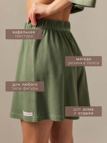 Костюм домашний женский (рубашка и шорты) SL HOME р. L, оливковый