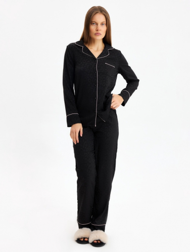 Комплект женский (рубашка и брюки) KAFTAN Leo black collection, размер 40-42, чёрный