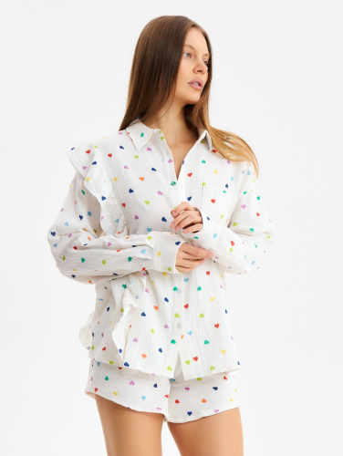 Комплект домашний женский (рубашка, шорты) KAFTAN размер 44-46, белый