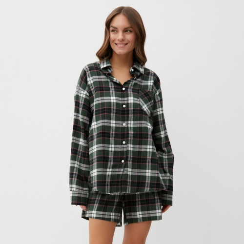 Пижама женская (рубашка и шорты) KAFTAN размер 48-50, зелёный